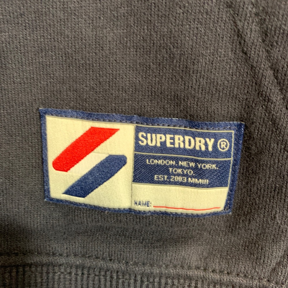 Superdry Navy Cropped Fitted Hoodie Athletic Logo Sleeve Pullover Women Small - Picture 2 of 10